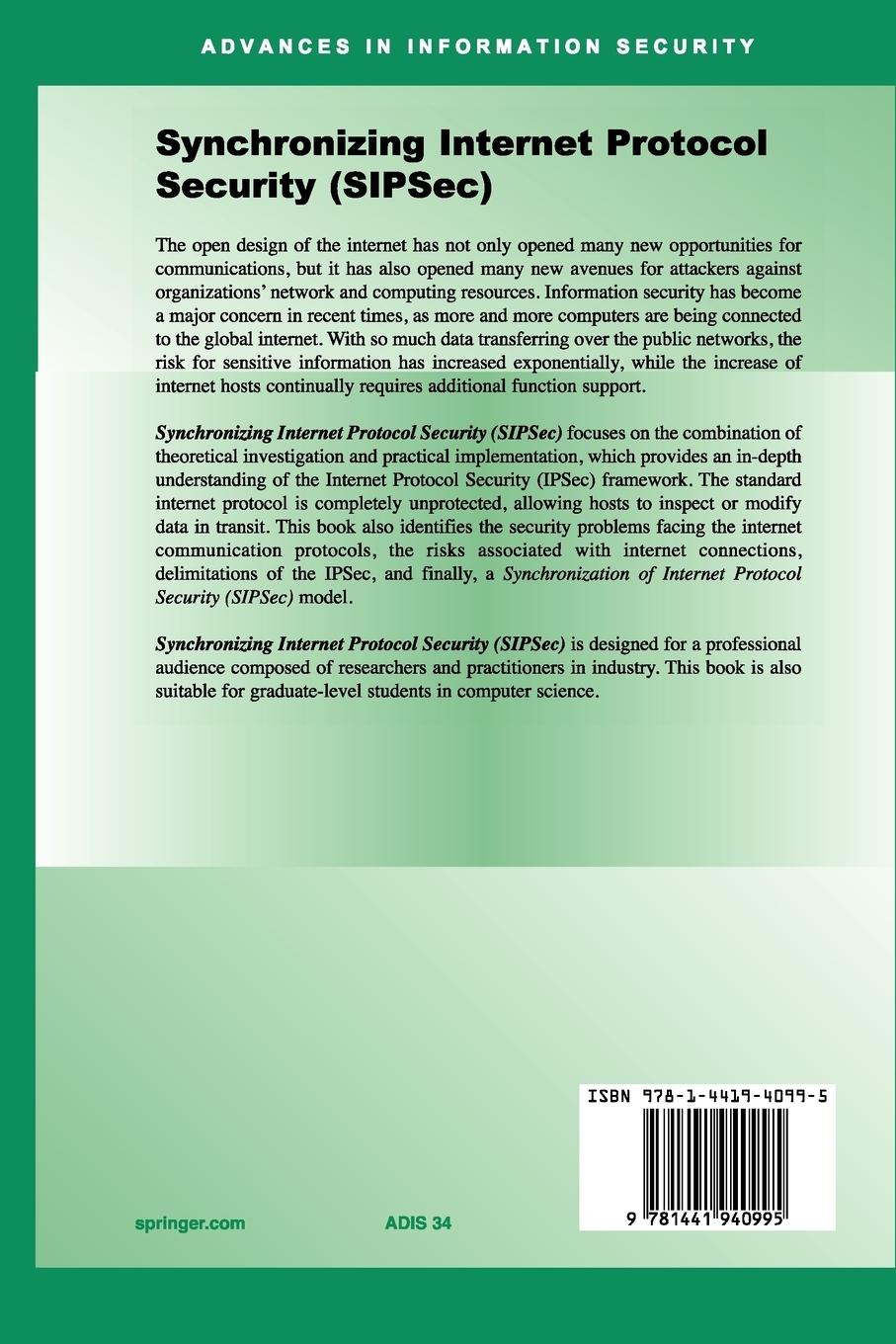 Rückseitencover Synchronizing Internet Protocol Security (SIPSec)