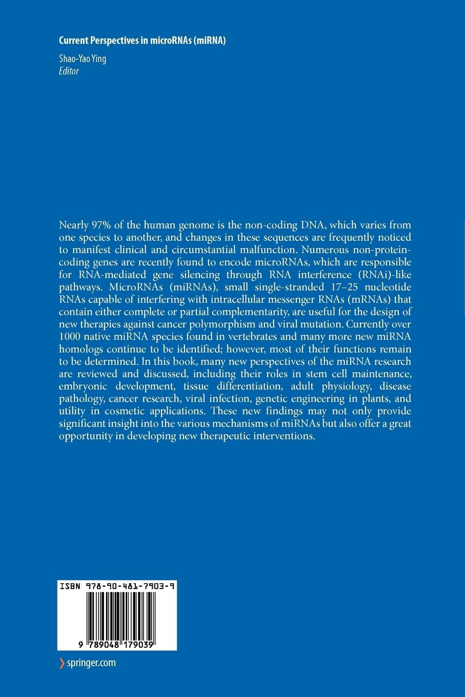 Rückseitencover Current Perspectives in microRNAs (miRNA)