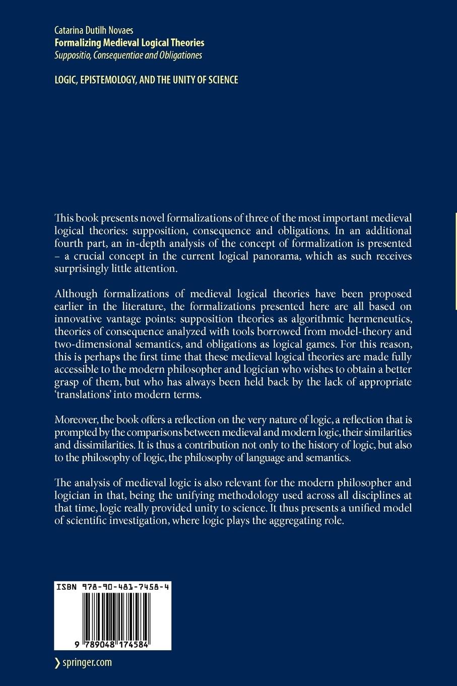 Rückseitencover Formalizing Medieval Logical Theories