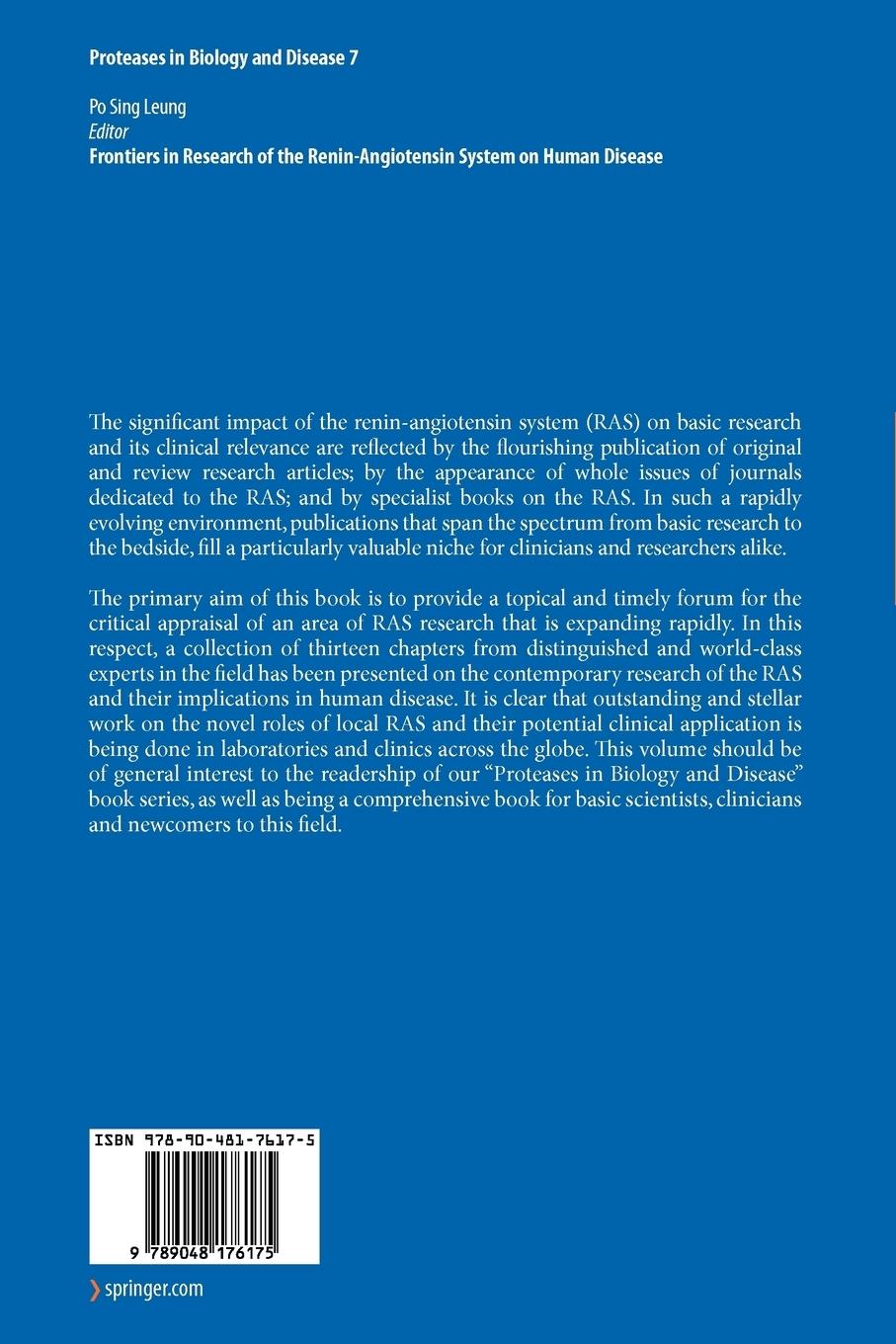 Rückseitencover Frontiers in Research of the Renin-Angiotensin System on Human Disease