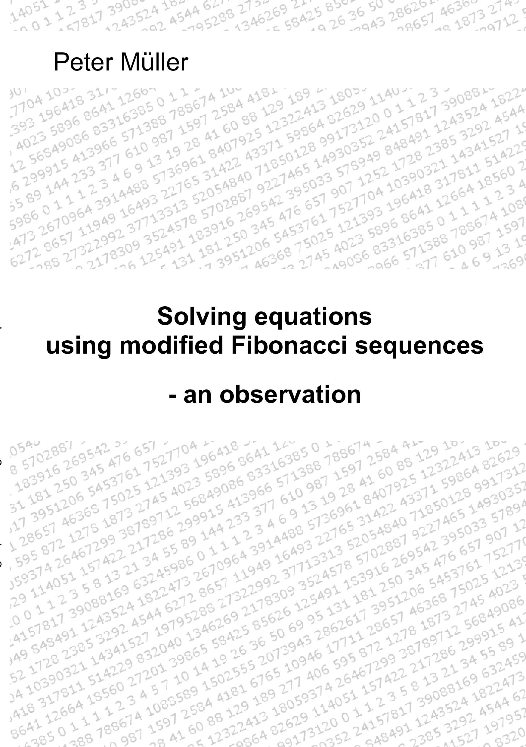 Vorderes Coverbild Solving equations - using modified Fibonacci sequences