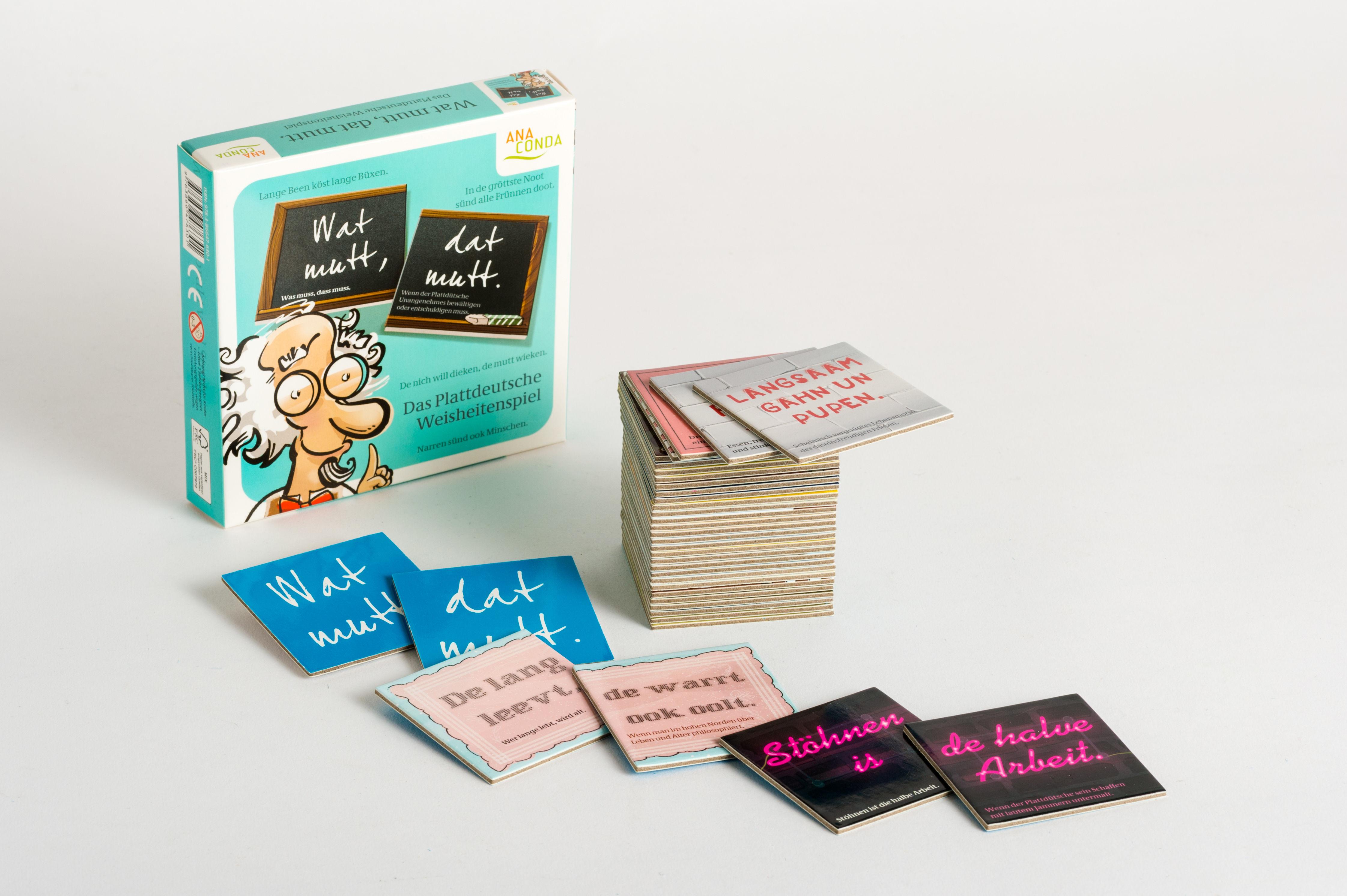 Beispielinhalt (Bild) Wat mutt, dat mutt. Das Plattdeutsche Weisheitenspiel