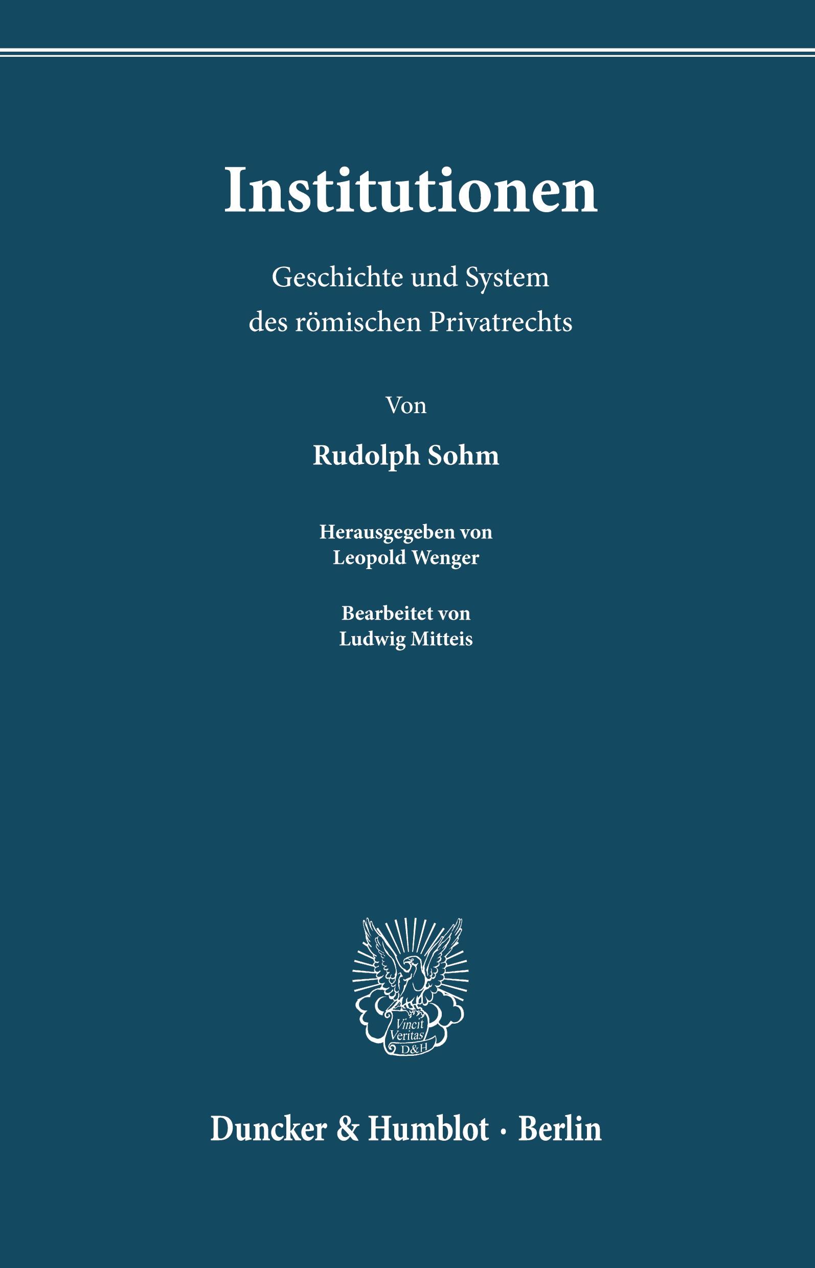 Vorderes Coverbild Institutionen.