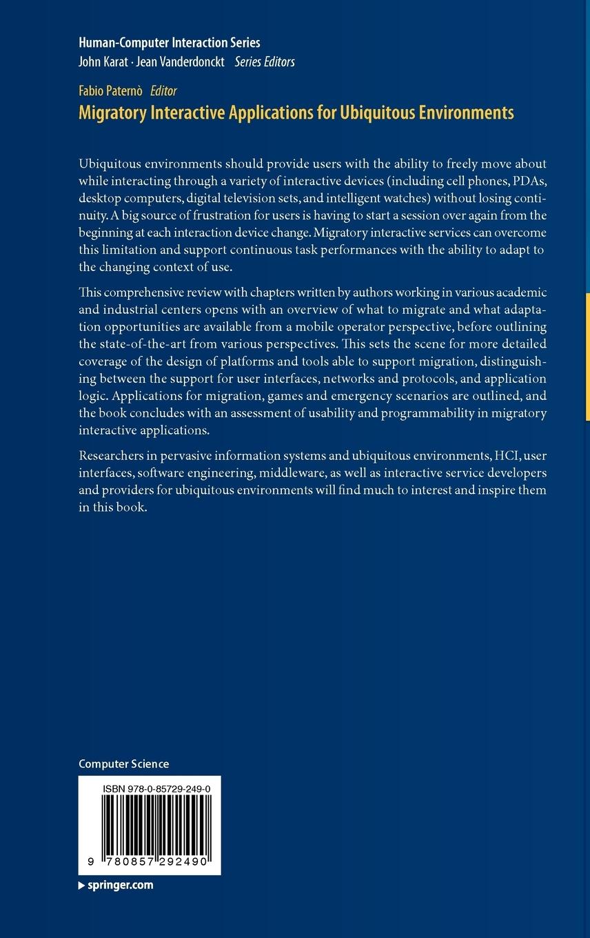 Rückseitencover Migratory Interactive Applications for Ubiquitous Environments