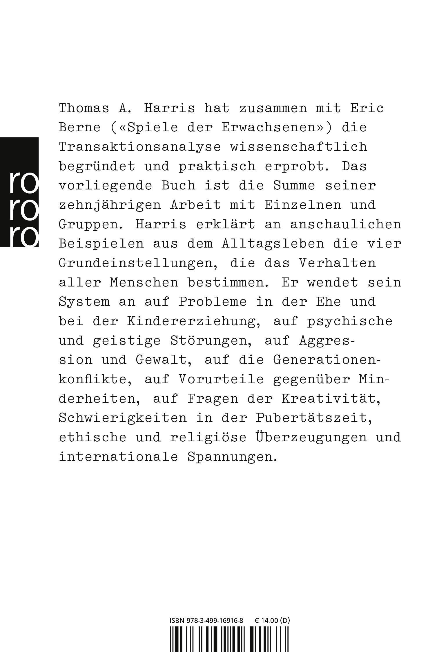 Rückseitencover Ich bin o.k., Du bist o.k