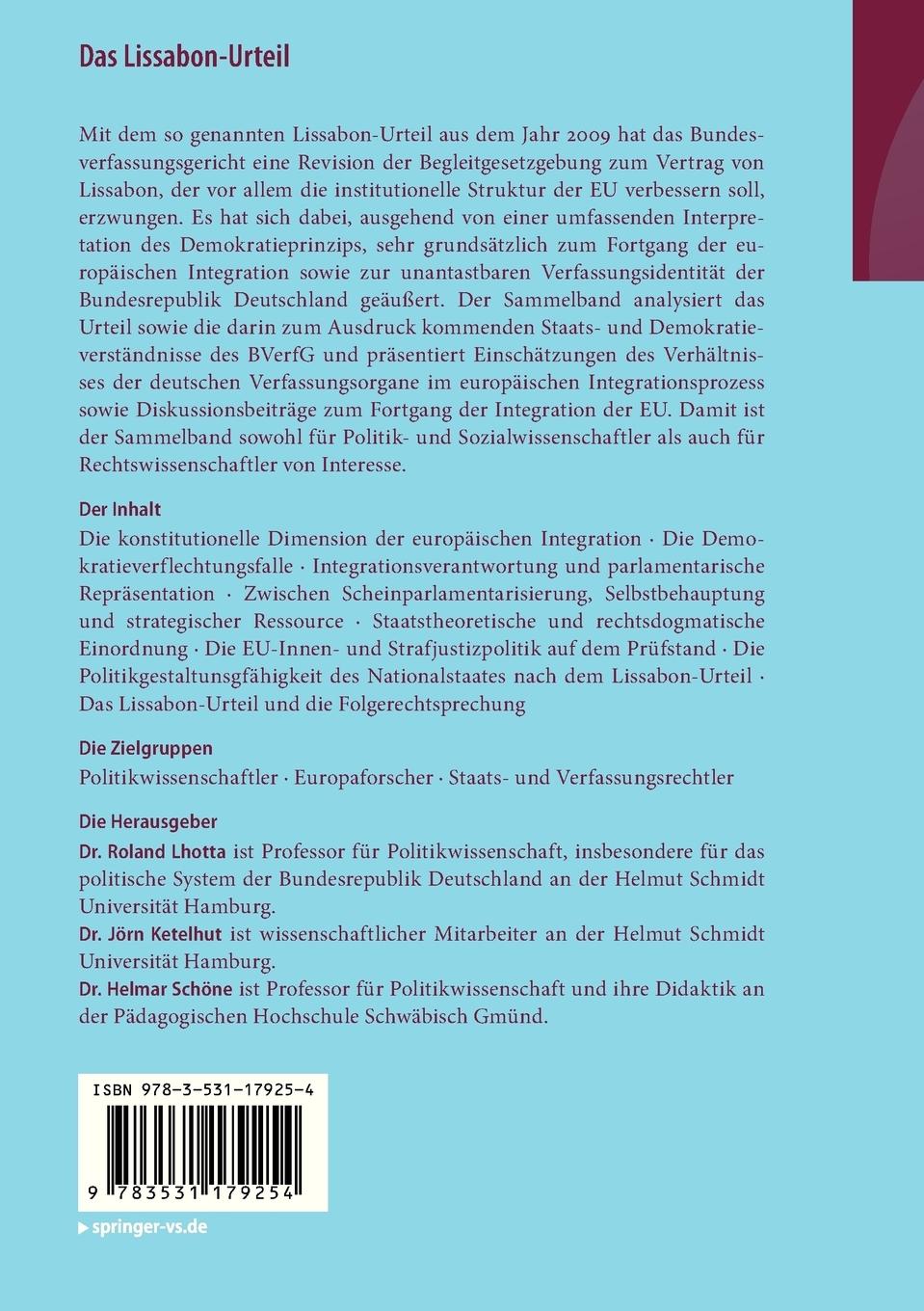 Rückseitencover Das Lissabon-Urteil