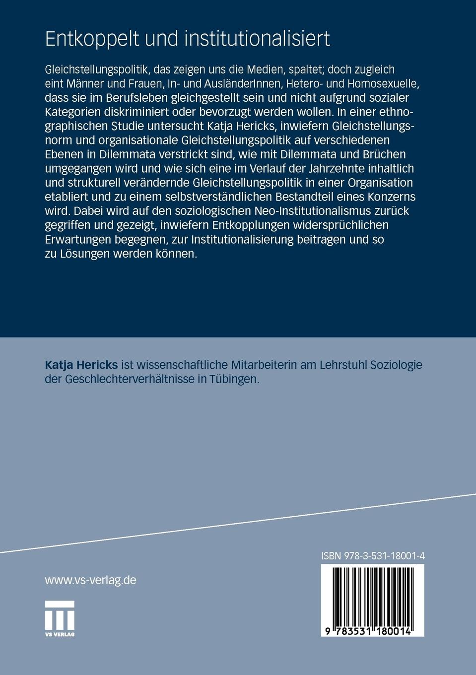 Rückseitencover Entkoppelt und institutionalisiert