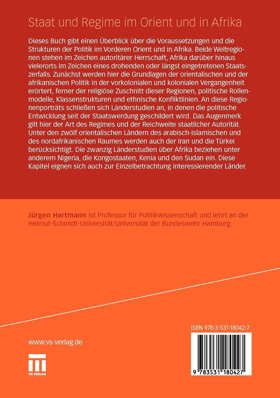 Rückseitencover Staat und Regime im Orient und in Afrika