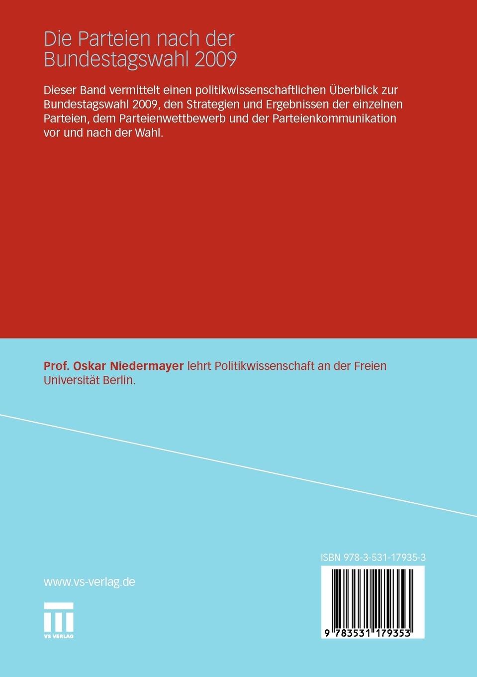 Rückseitencover Die Parteien nach der Bundestagswahl 2009