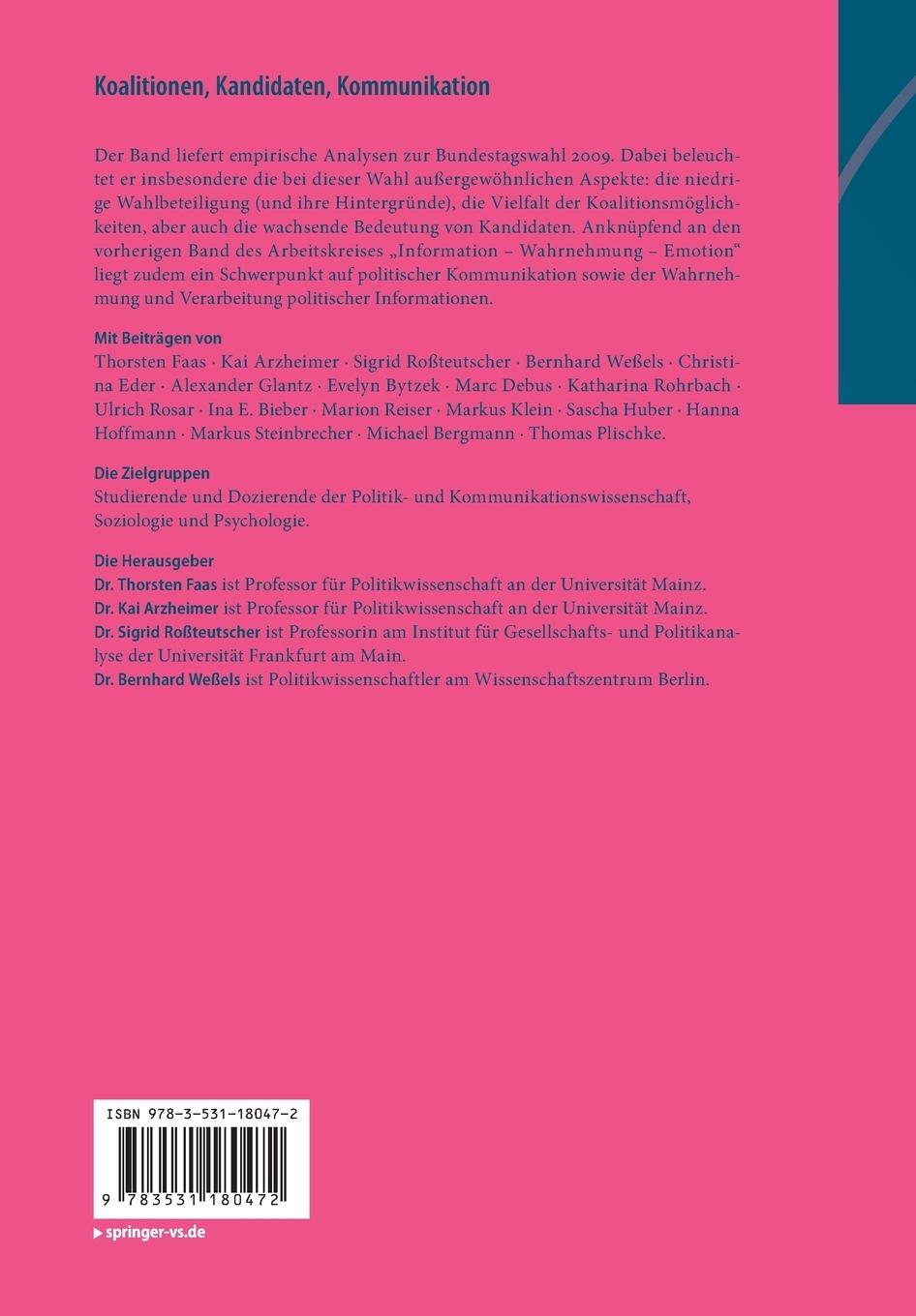 Rückseitencover Koalitionen, Kandidaten, Kommunikation