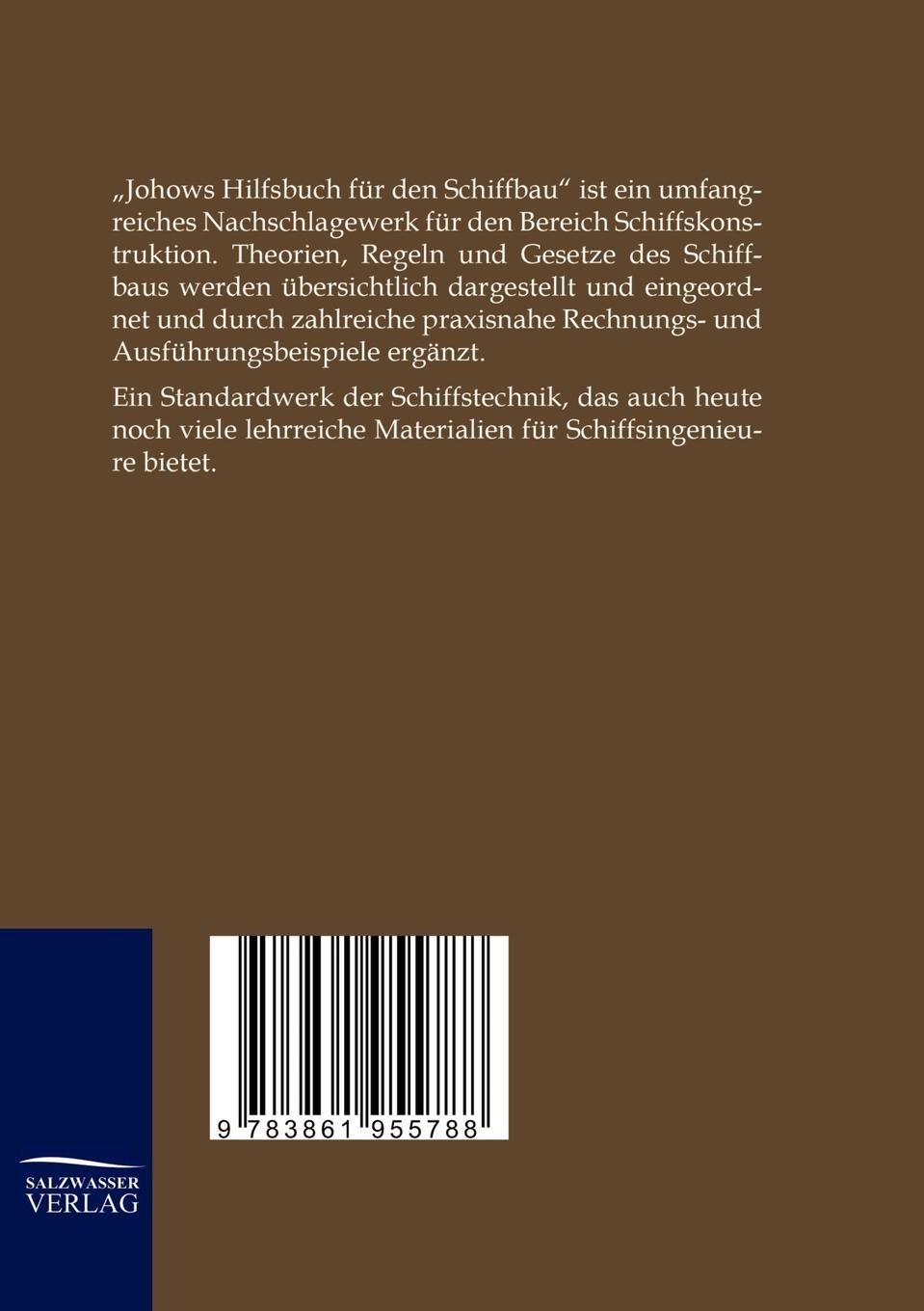 Rückseitencover Johows Hilfsbuch für den Schiffbau (1910)