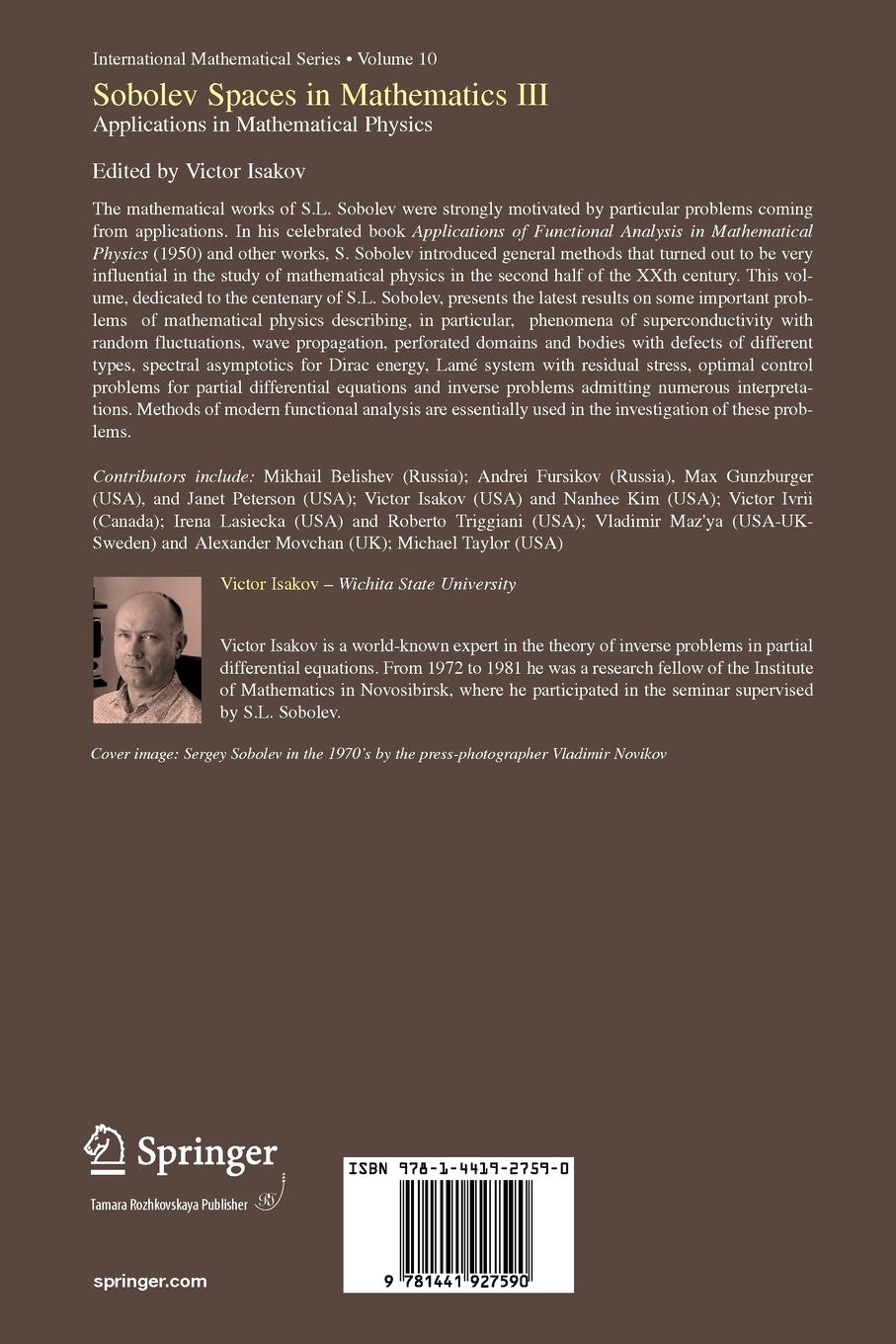 Rückseitencover Sobolev Spaces in Mathematics III