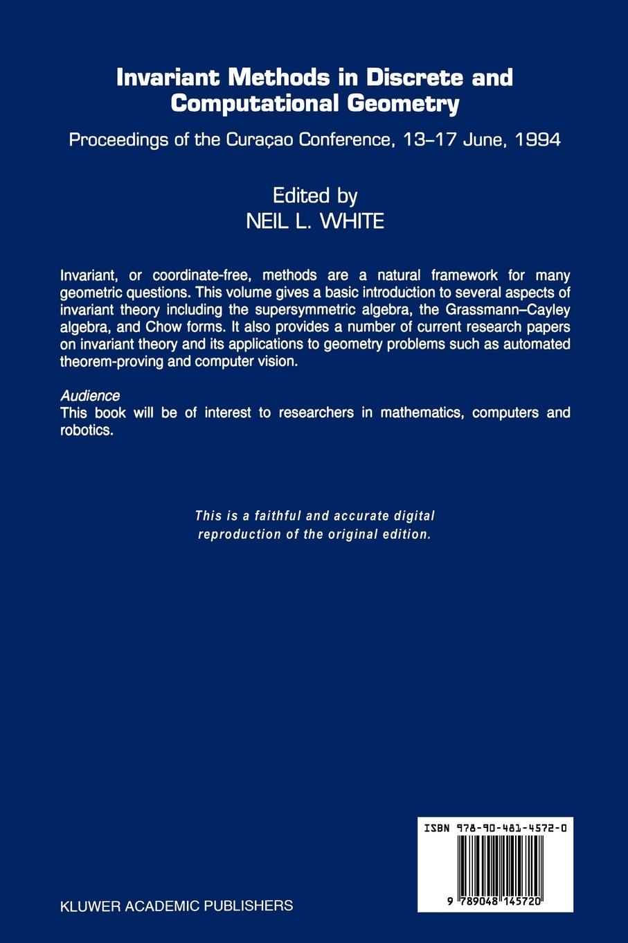 Rückseitencover Invariant Methods in Discrete and Computational Geometry