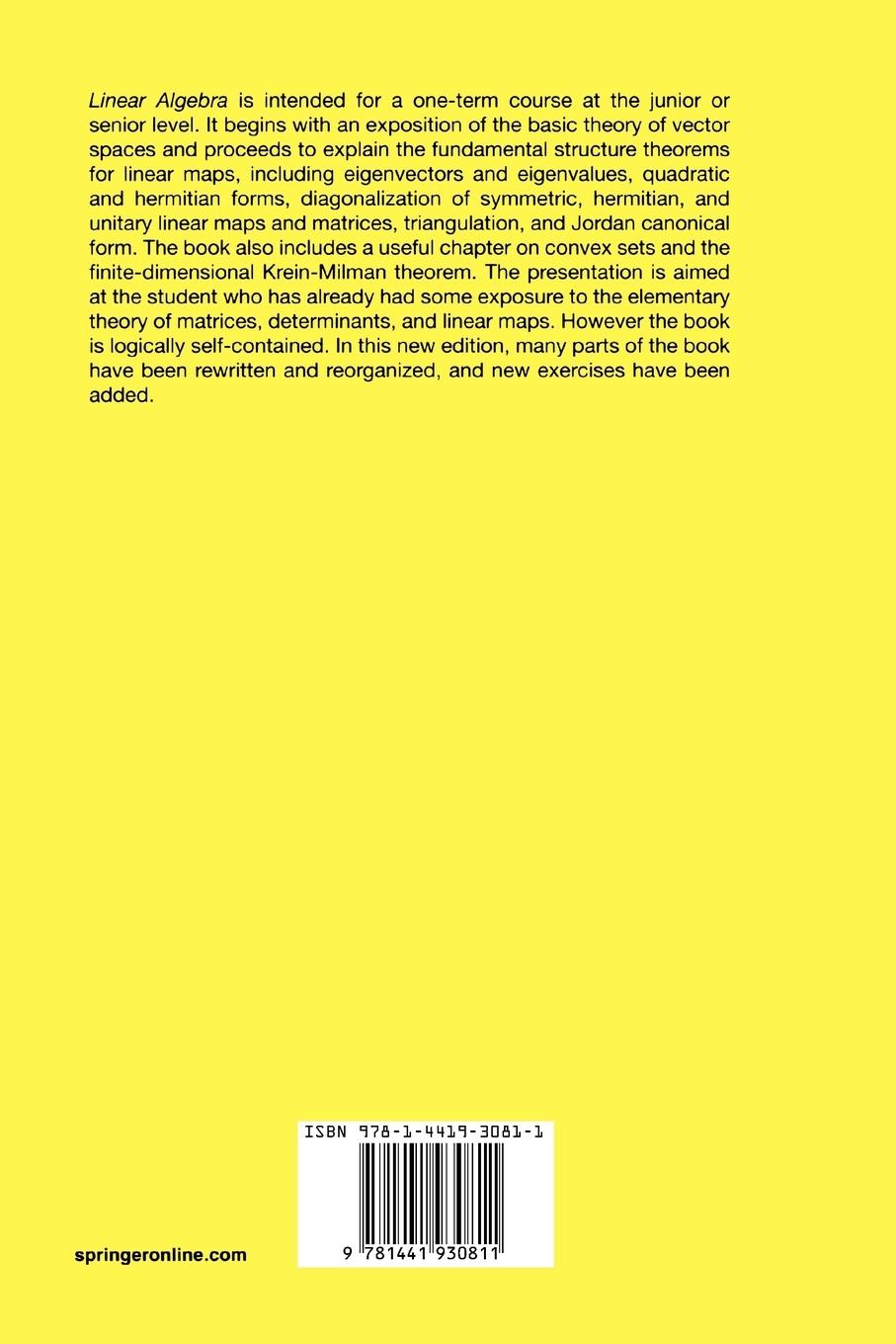 Rückseitencover Linear Algebra