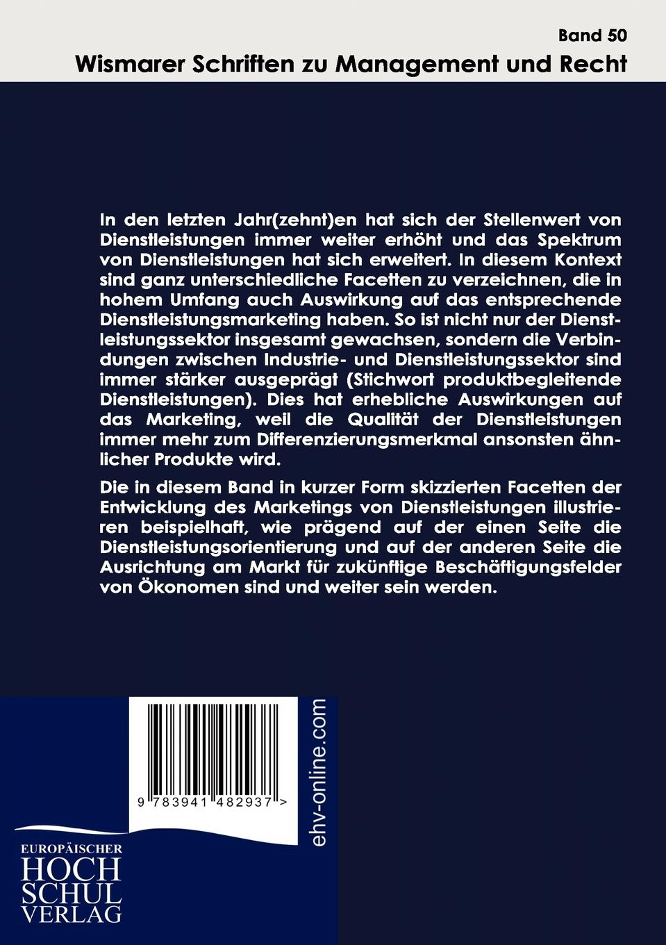 Rückseitencover Neue Entwicklungslinien im Dienstleistungsmarketing