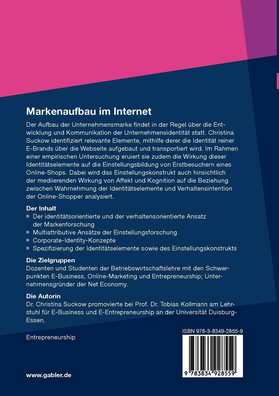 Rückseitencover Markenaufbau im Internet