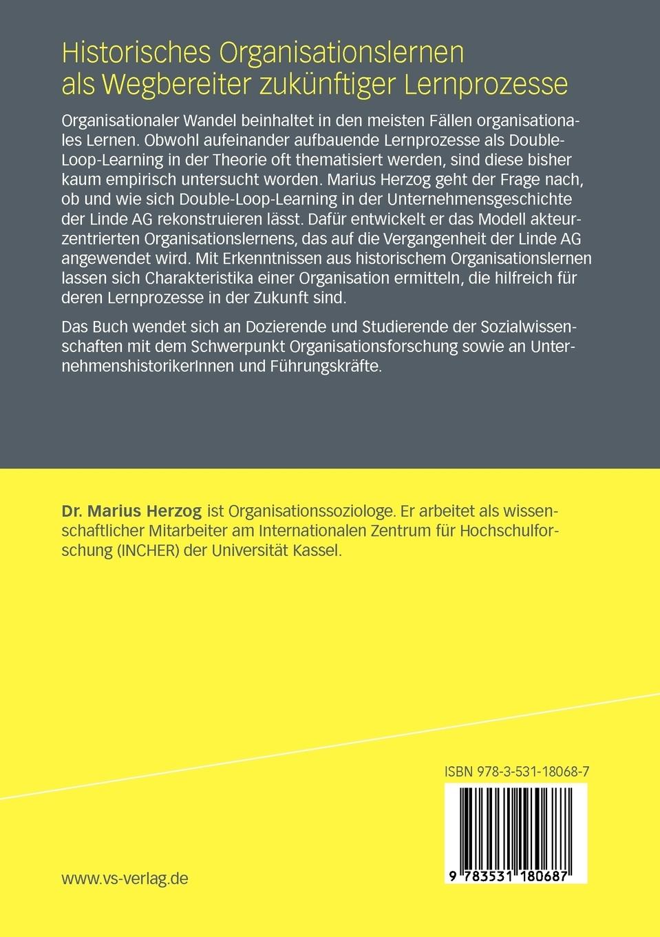 Rückseitencover Historisches Organisationslernen als Wegbereiter zukünftiger Lernprozesse