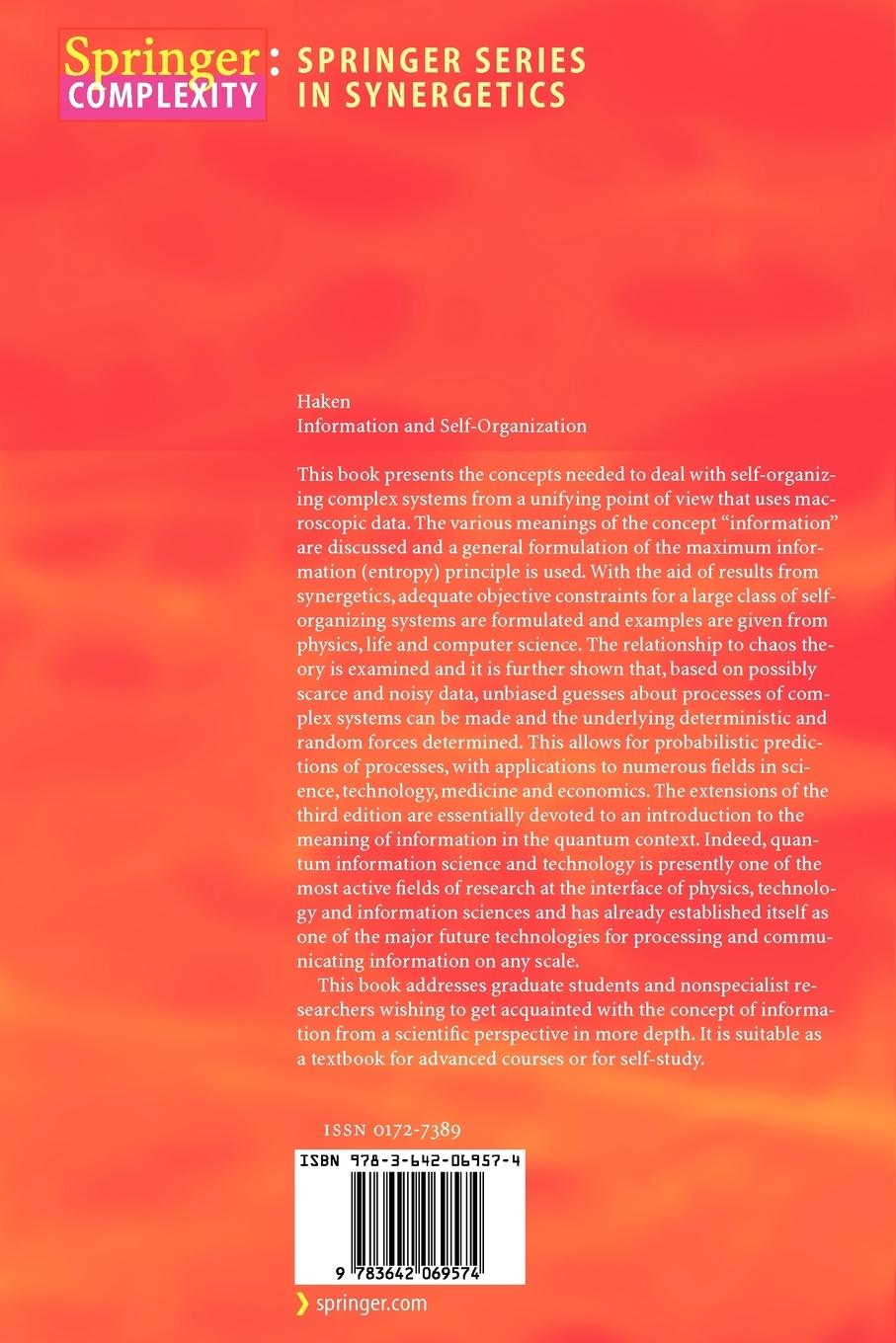 Rückseitencover Information and Self-Organization