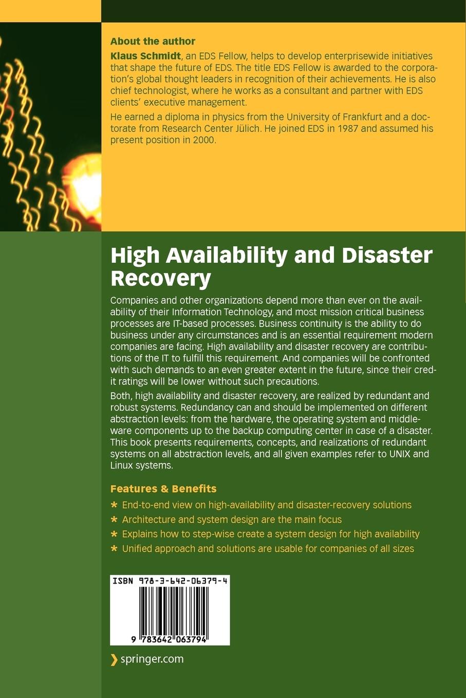 Rückseitencover High Availability and Disaster Recovery