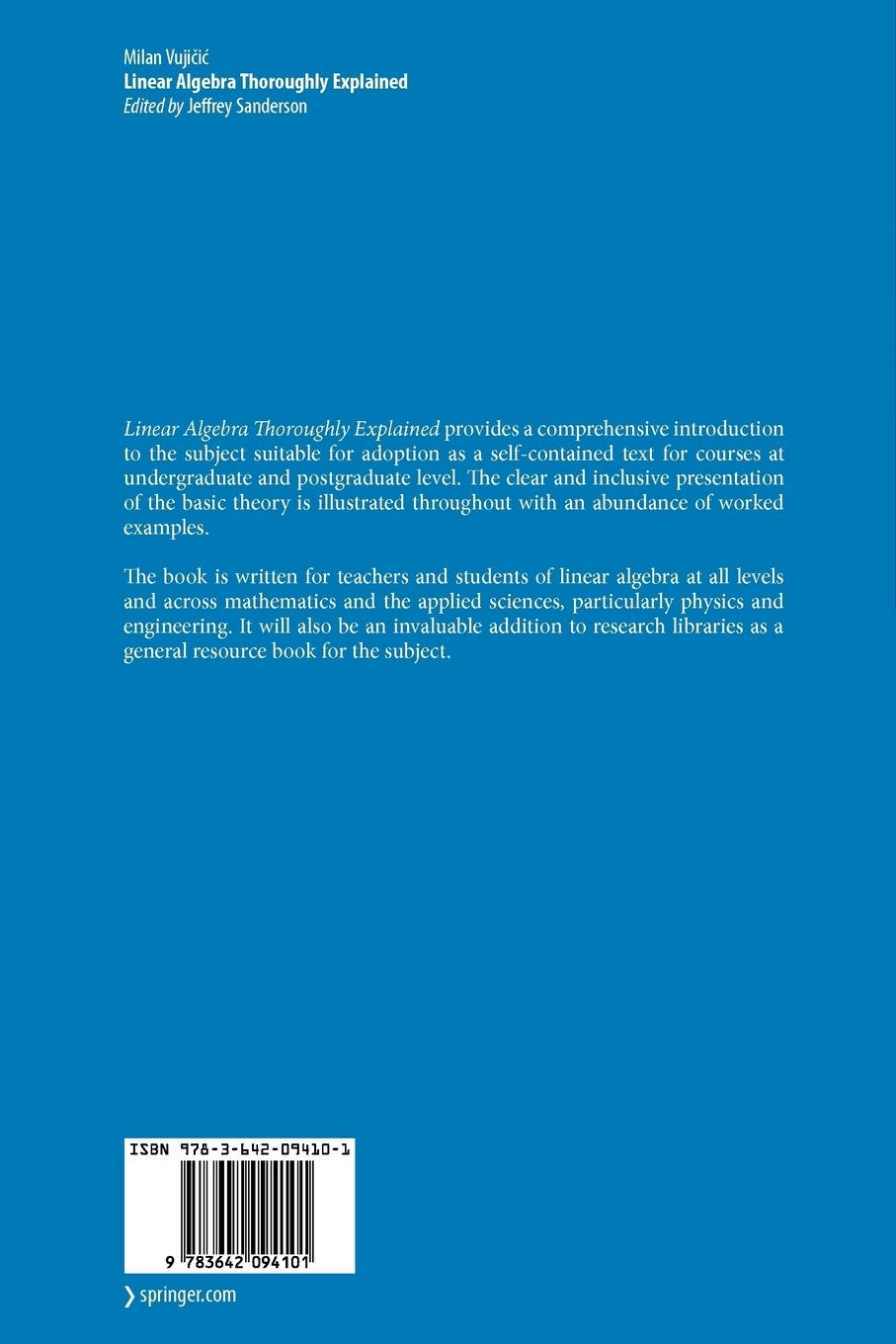 Rückseitencover Linear Algebra Thoroughly Explained