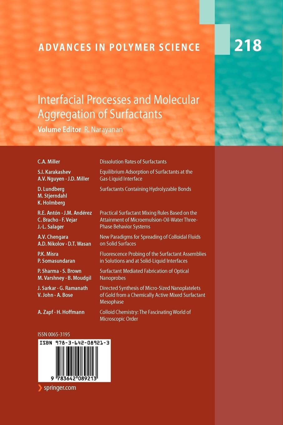 Rückseitencover Interfacial Processes and Molecular Aggregation of Surfactants