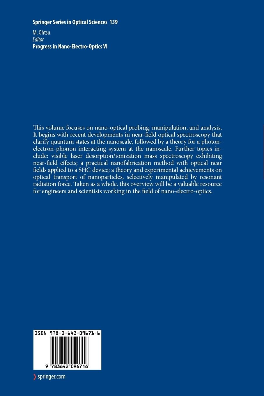 Rückseitencover Progress in Nano-Electro-Optics VI