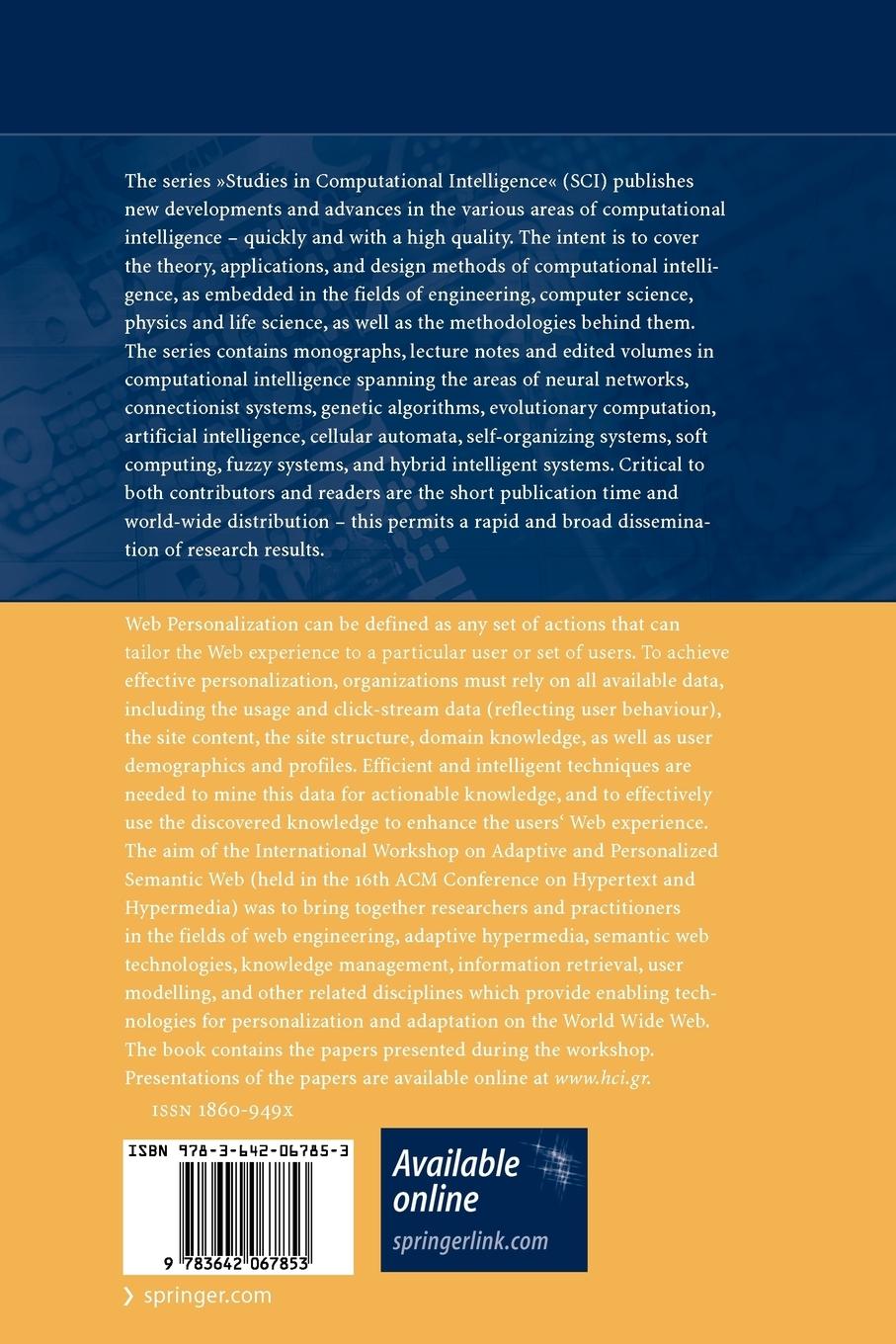 Rückseitencover Adaptive and Personalized Semantic Web