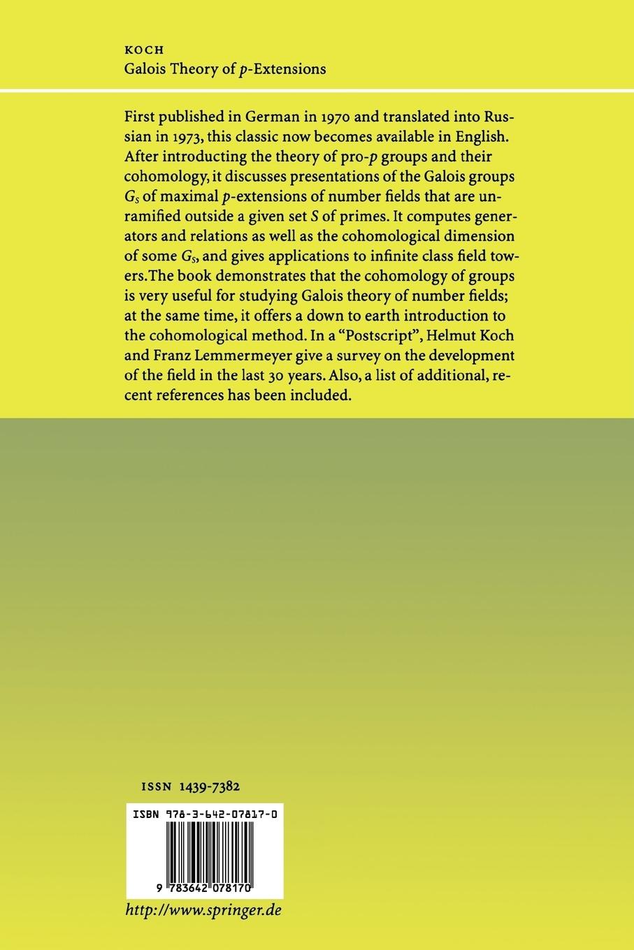 Rückseitencover Galois Theory of p-Extensions