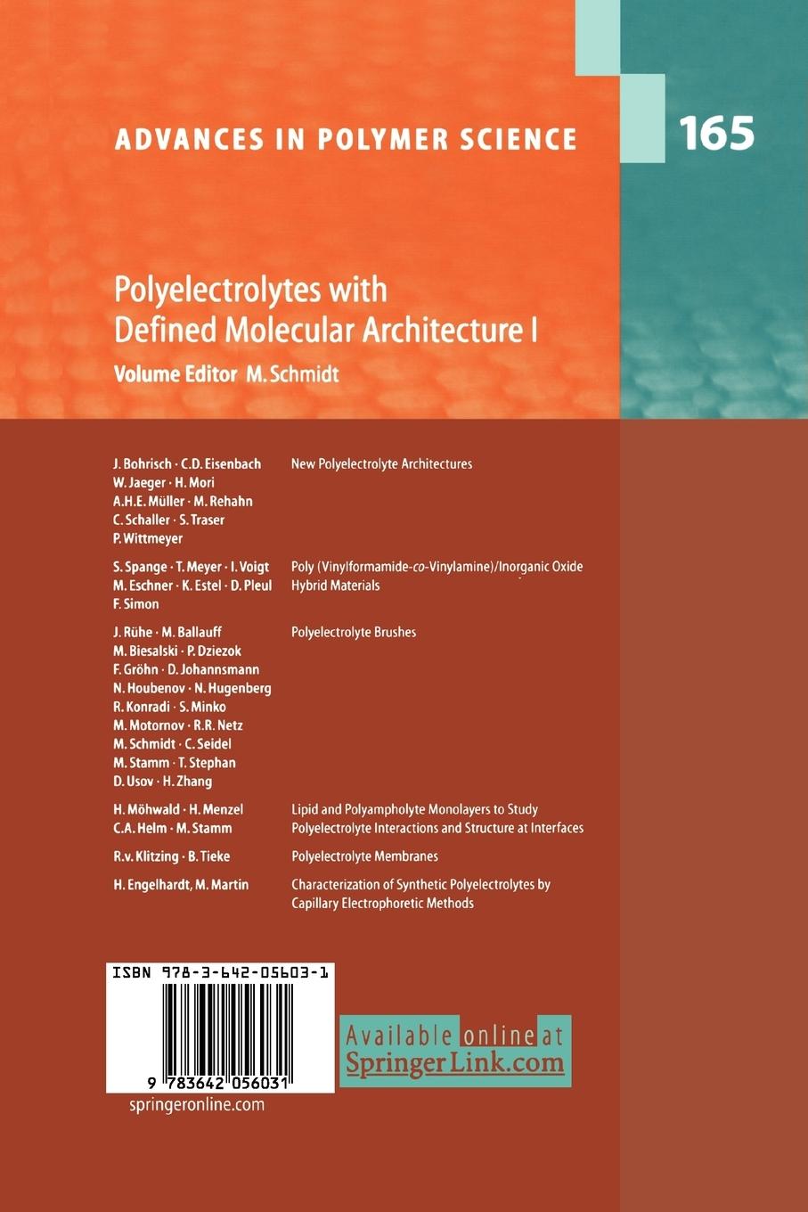 Rückseitencover Polyelectrolytes with Defined Molecular Architecture I