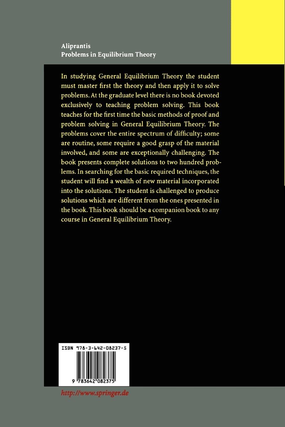 Rückseitencover Problems in Equilibrium Theory