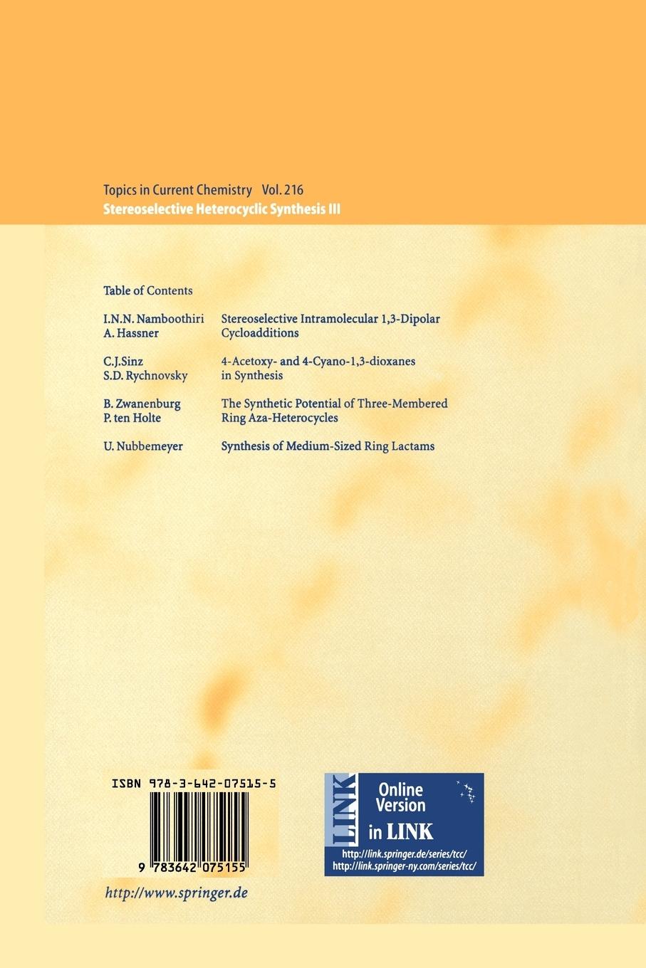Rückseitencover Stereoselective Heterocyclic Synthesis III