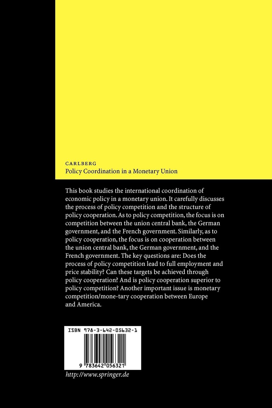 Rückseitencover Policy Coordination in a Monetary Union