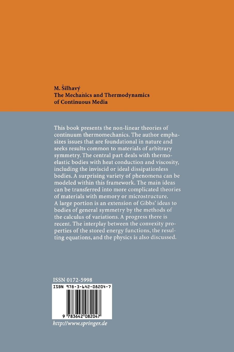 Rückseitencover The Mechanics and Thermodynamics of Continuous Media