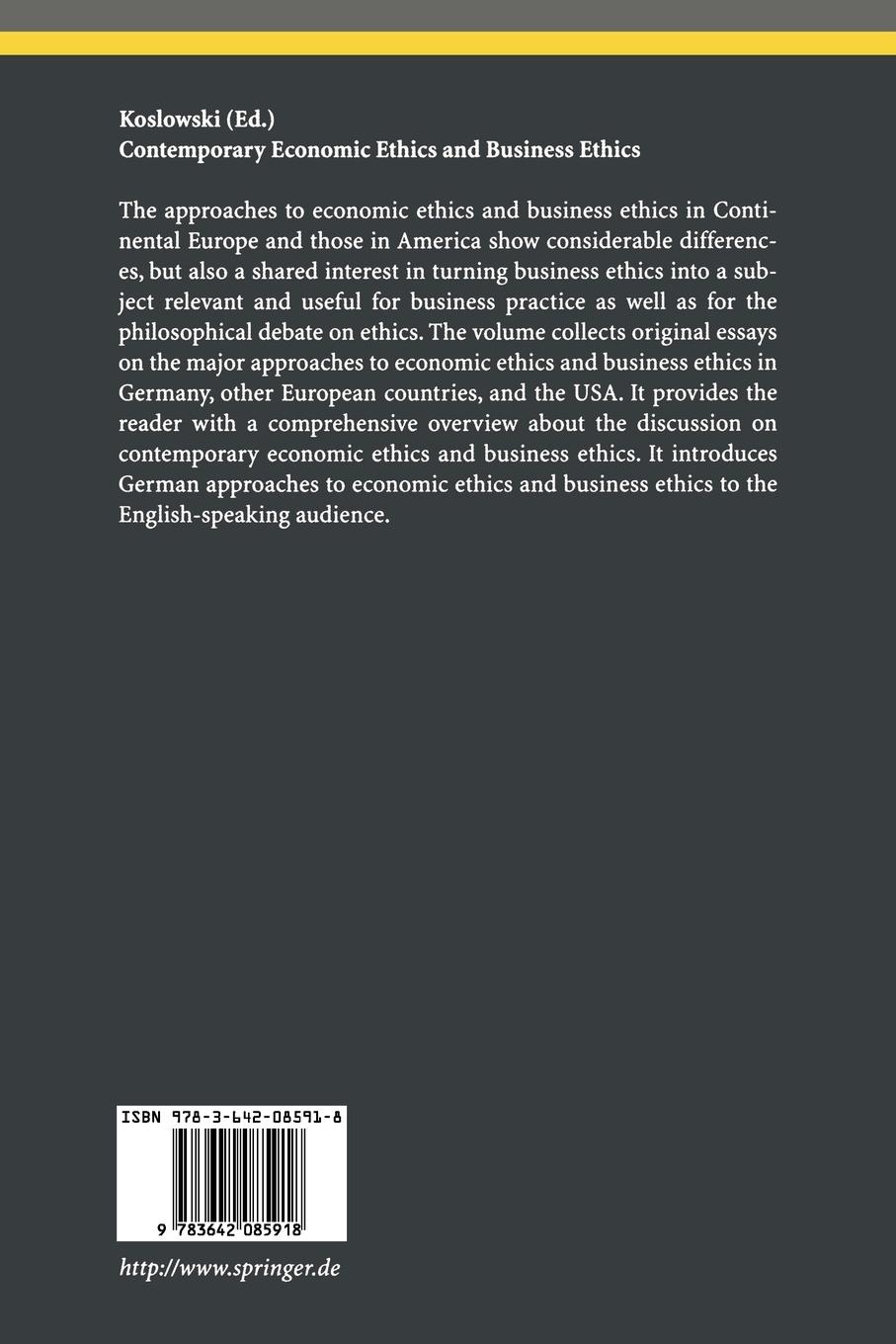 Rückseitencover Contemporary Economic Ethics and Business Ethics