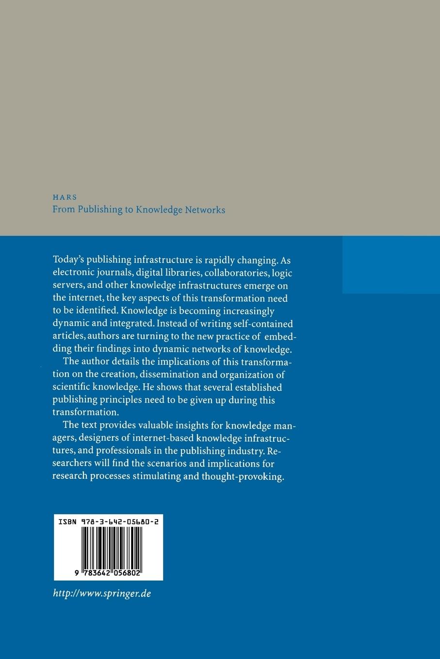 Rückseitencover From Publishing to Knowledge Networks