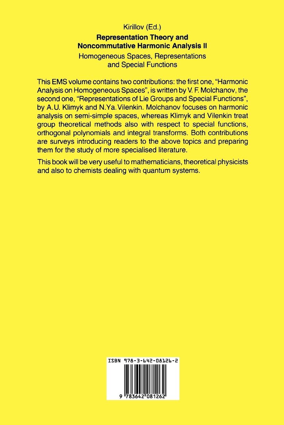 Rückseitencover Representation Theory and Noncommutative Harmonic Analysis II