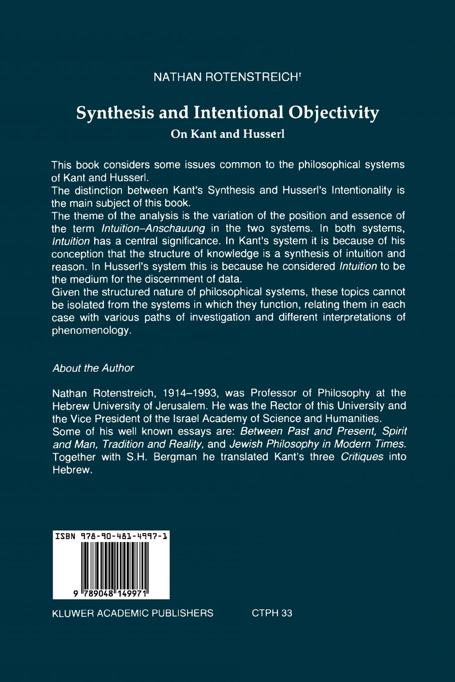 Rückseitencover Synthesis and Intentional Objectivity