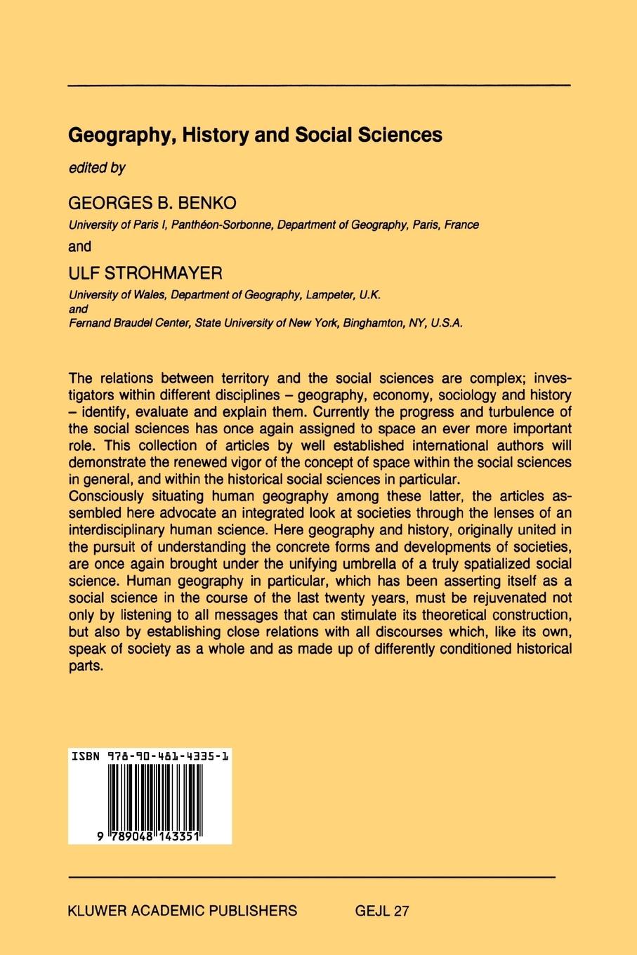 Rückseitencover Geography, History and Social Sciences