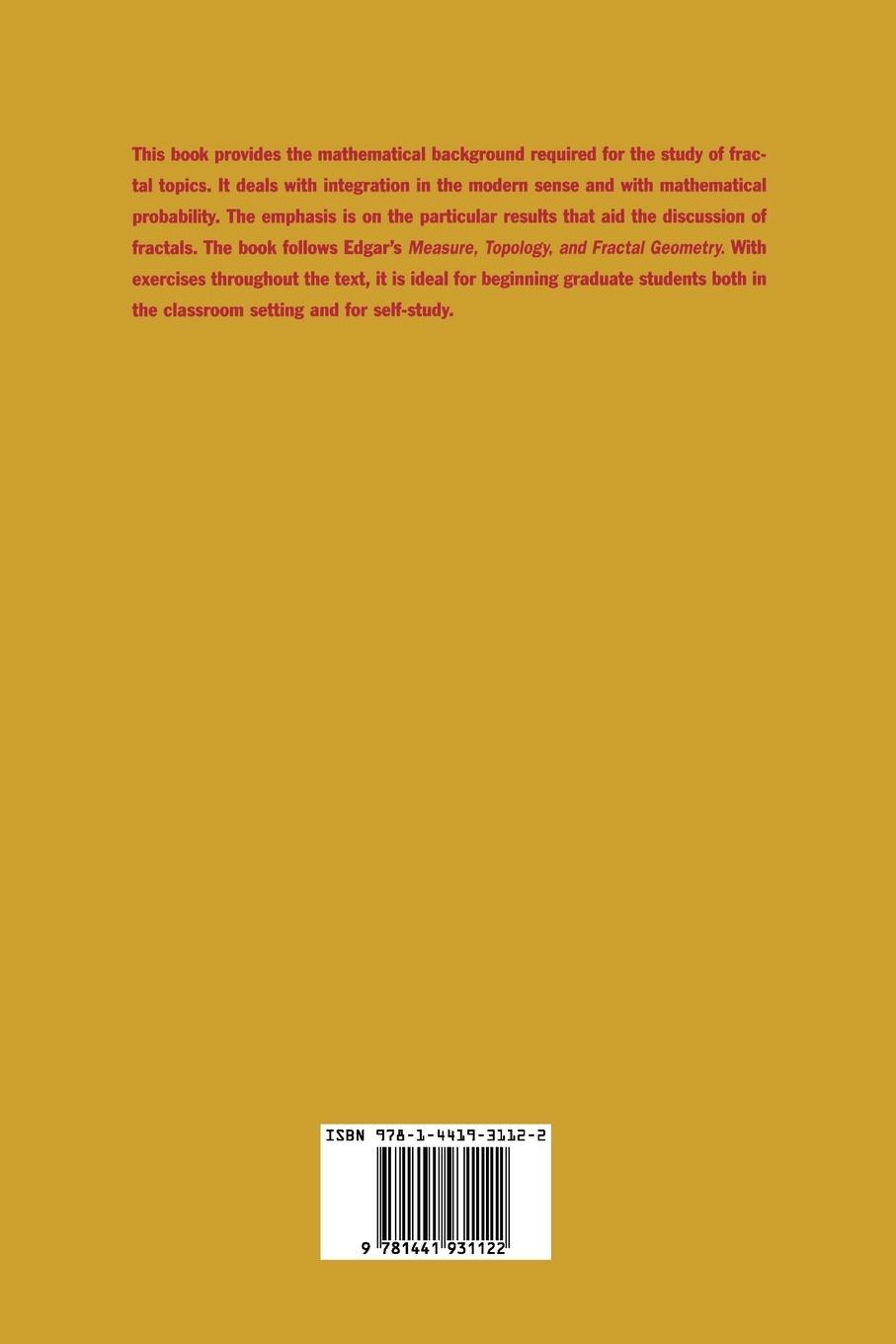 Rückseitencover Integral, Probability, and Fractal Measures