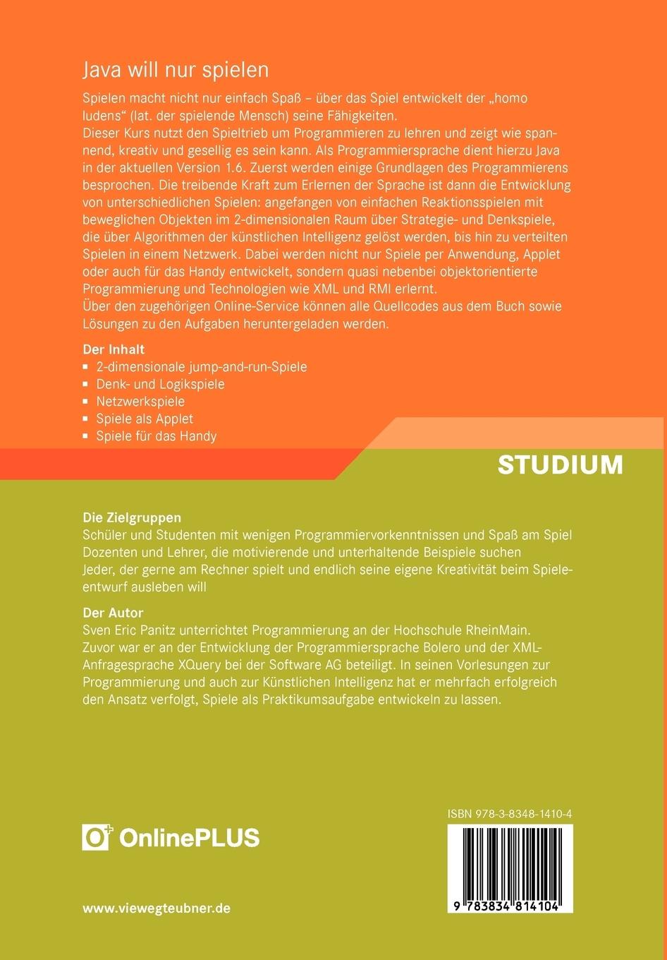 Rückseitencover Java will nur spielen