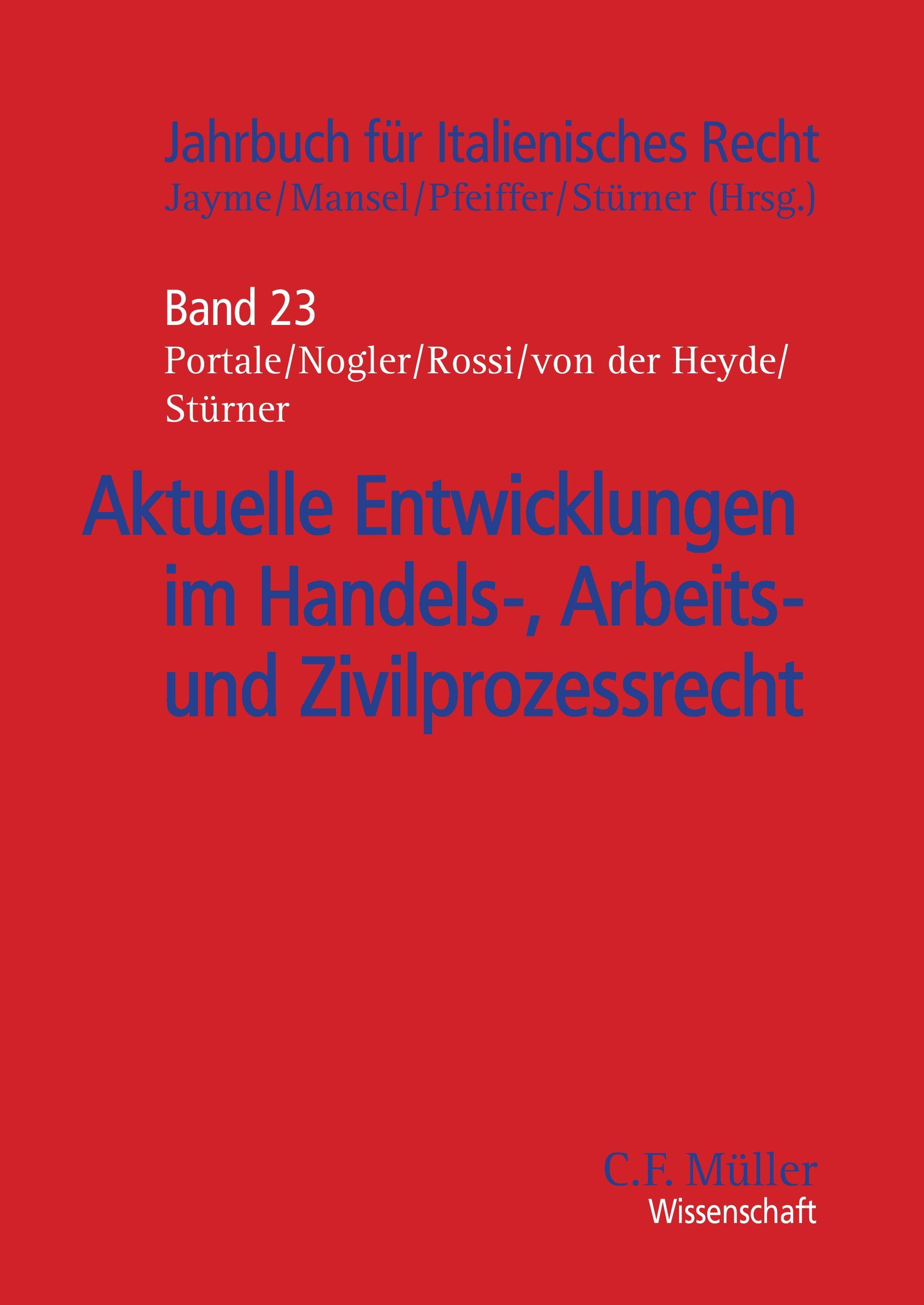 Vorderes Coverbild Aktuelle Entwicklungen im Handels-, Arbeits- und Zivilprozessrecht