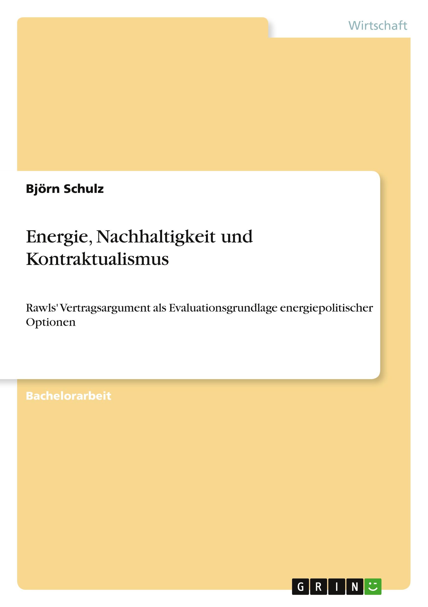 Vorderes Coverbild Energie, Nachhaltigkeit und Kontraktualismus
