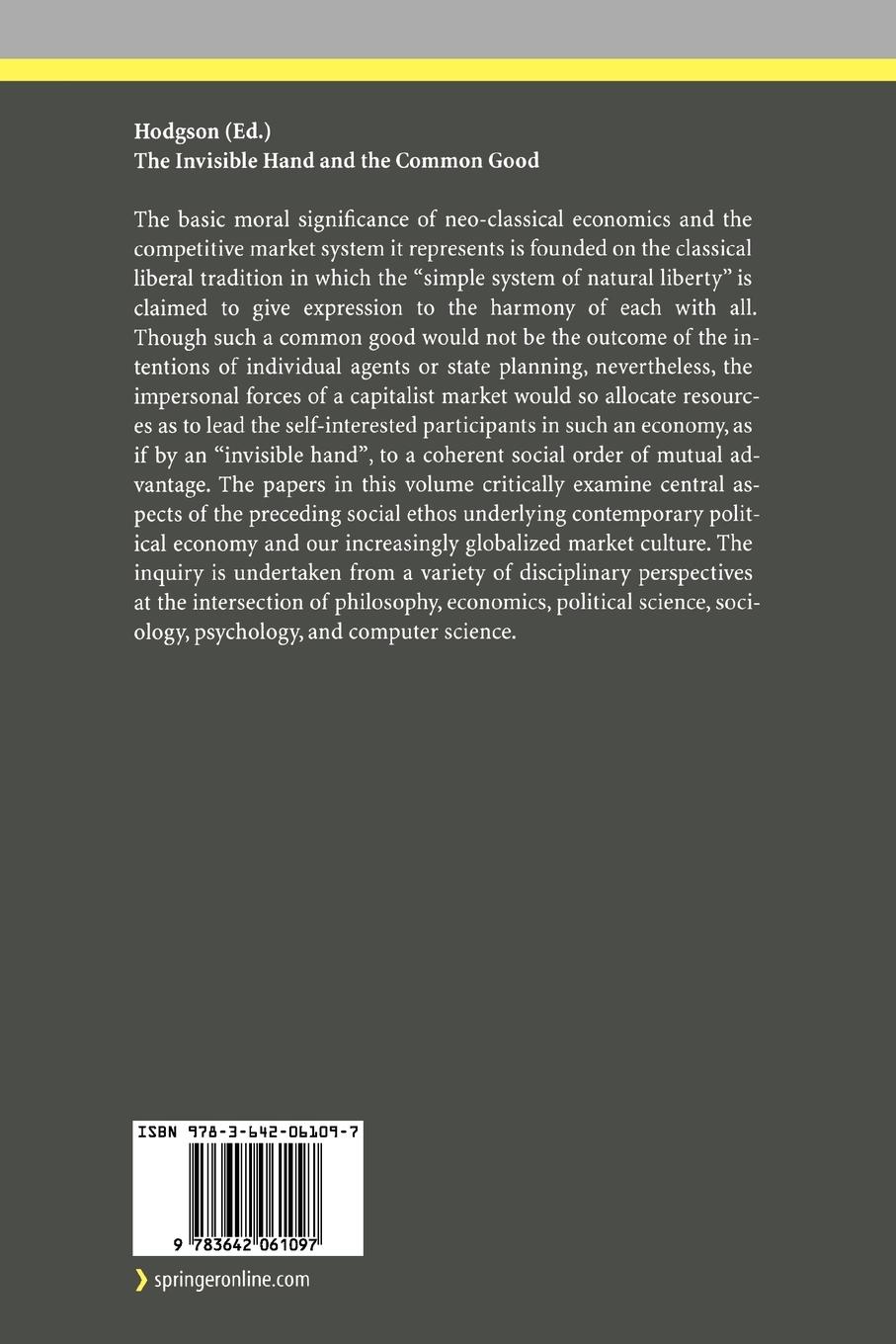 Rückseitencover The Invisible Hand and the Common Good