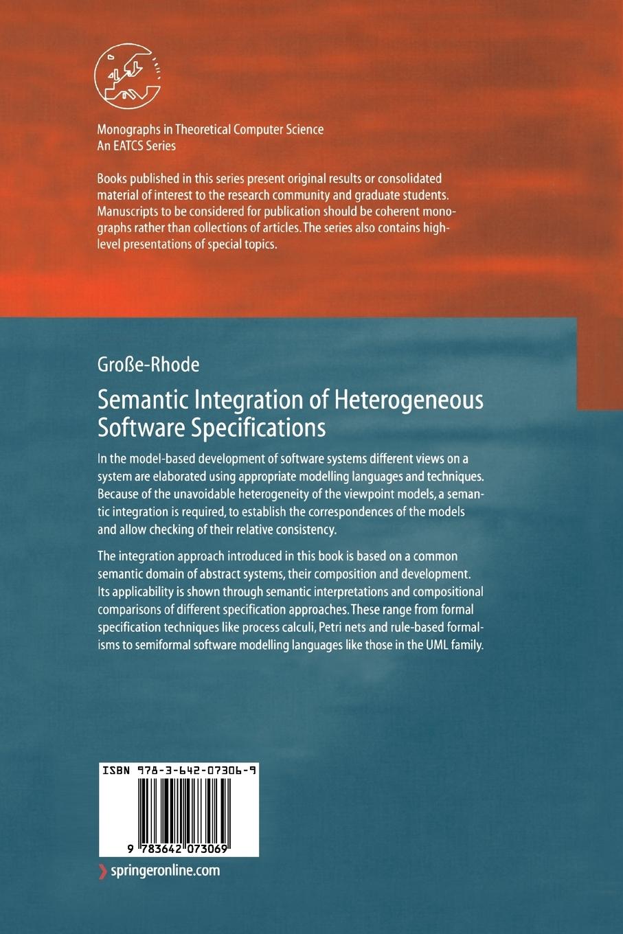 Rückseitencover Semantic Integration of Heterogeneous Software Specifications
