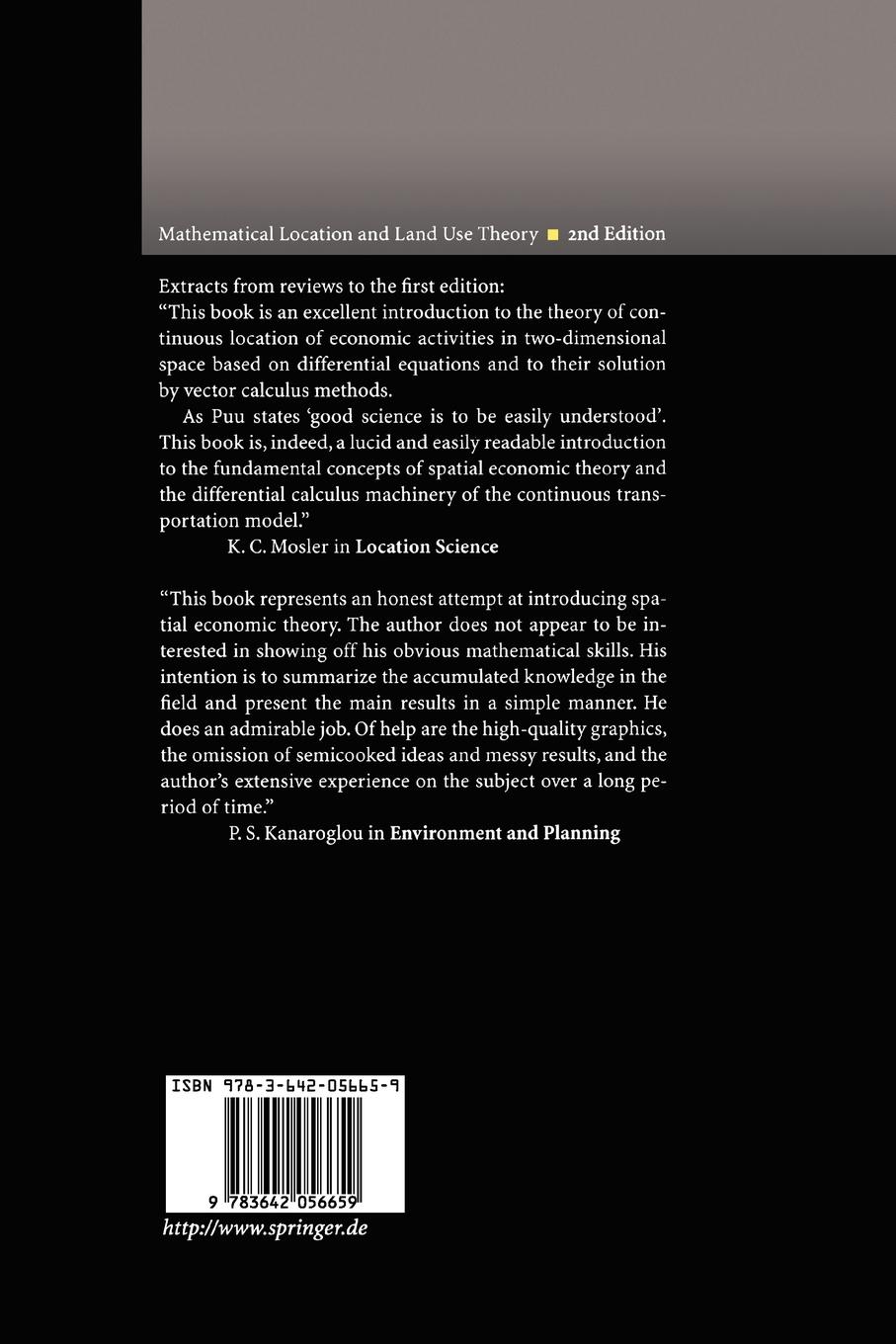 Rückseitencover Mathematical Location and Land Use Theory
