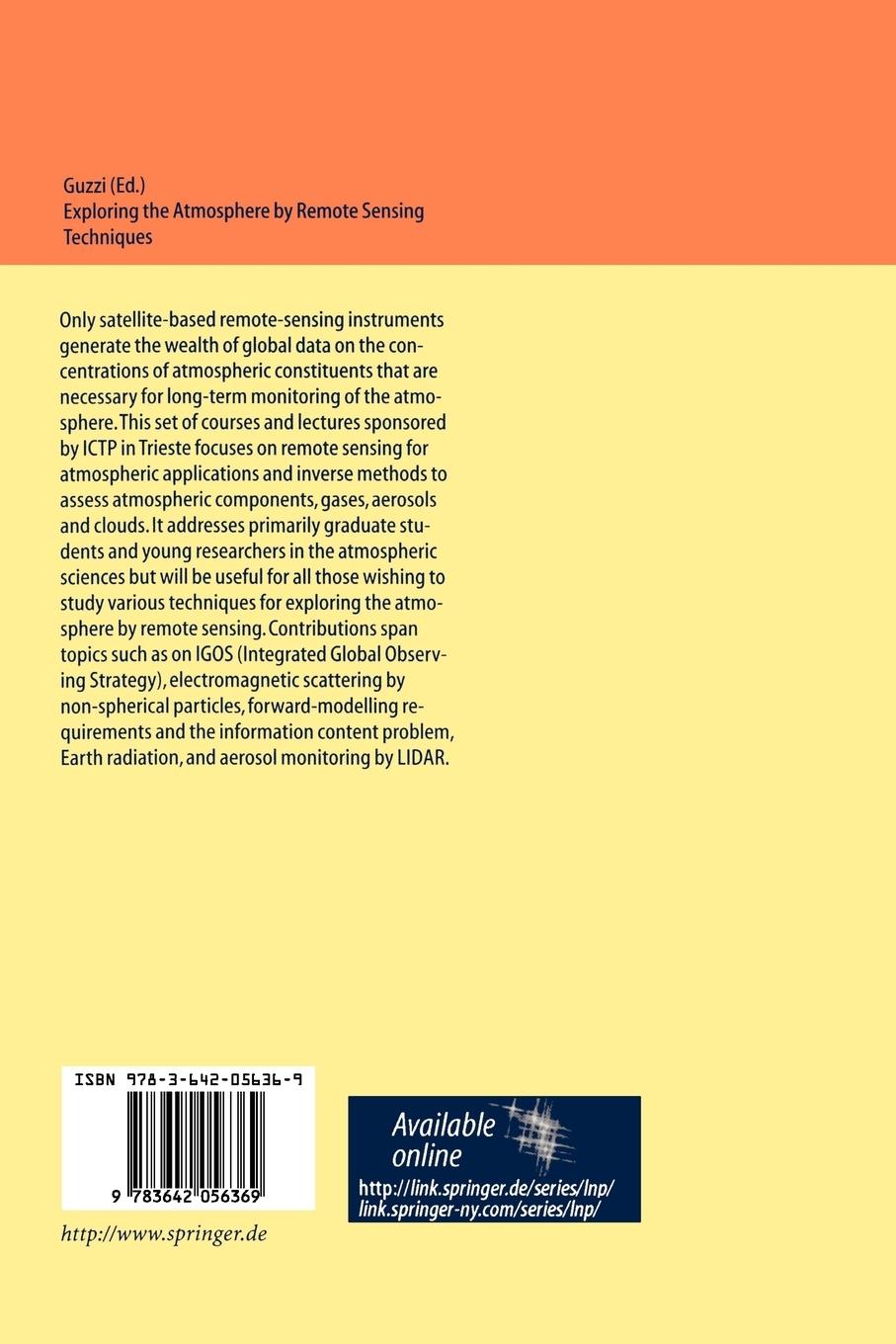 Rückseitencover Exploring the Atmosphere by Remote Sensing Techniques