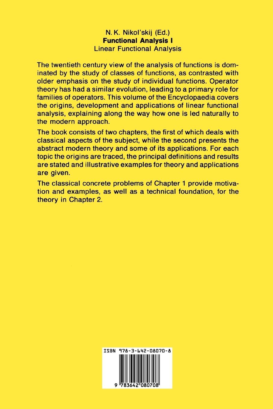 Rückseitencover Functional Analysis I