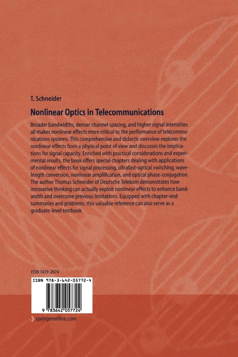 Rückseitencover Nonlinear Optics in Telecommunications