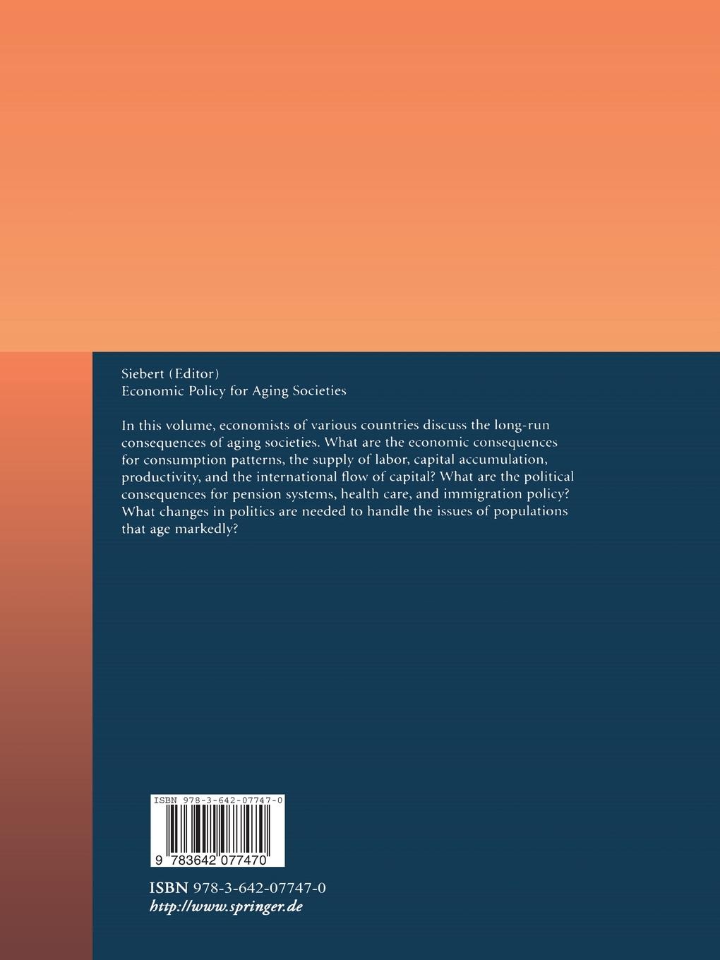 Rückseitencover Economic Policy for Aging Societies