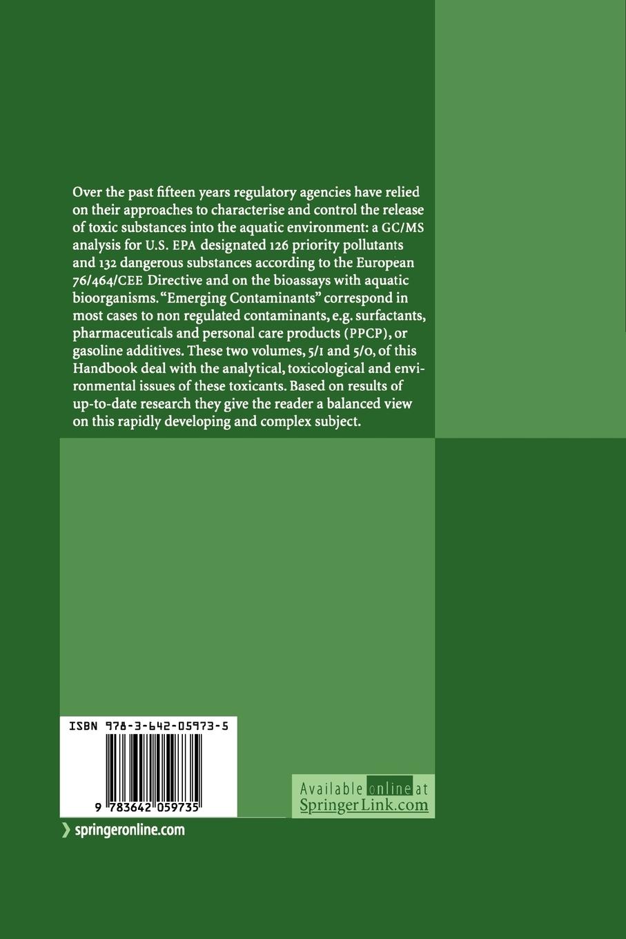 Rückseitencover Emerging Organic Pollutants in Waste Waters and Sludge